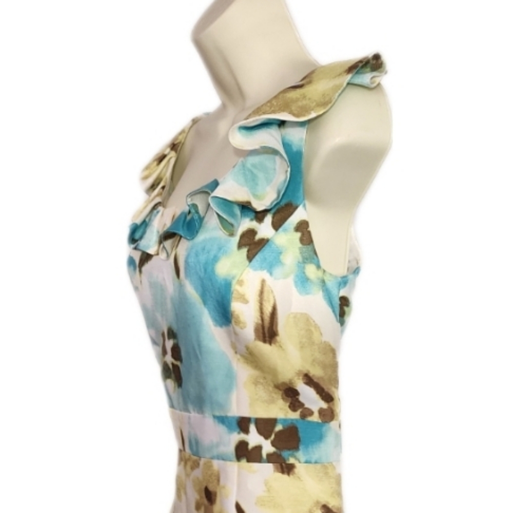 Alex Marie Dress Vintage Floral Sleeveless Asymmetrical Collar Blue Size 10P - Picture 8 of 13